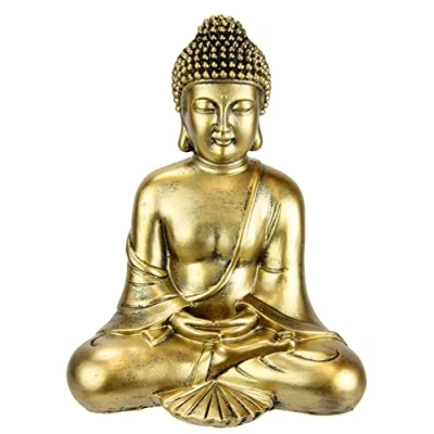 Abbildung von Buddha Figur meditierend sitzend Statue Figuren Skulptur Büste Ornament Buddhafigur Feng Shui Dekoration Garten Terrassen Balkon Deko Wohnaccessoire