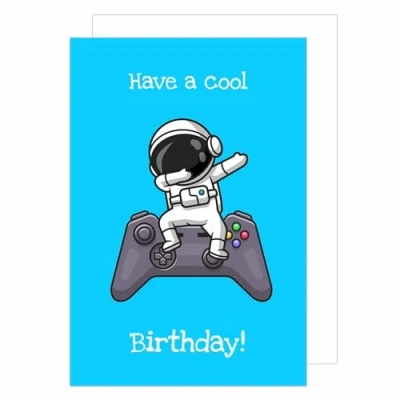 Abbildung von Edition Seidel Premium Geburtstagskarte mit Umschlag. Glückwunschkarte Billet cool Happy Birthday Humor Lustig Teenager Junge Mädchen Gamer Controller Astronaut (G3497 SW023)