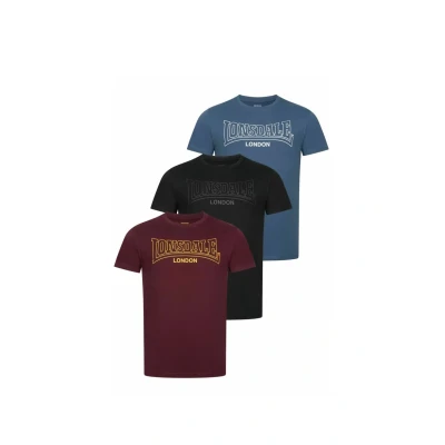 Abbildung von Lonsdale Normale Passform Dreierpack Tshirt print, Herren, Größe: XL, Black navy oxblood