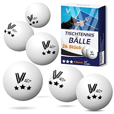 Abbildung von Villkin Tischtennisbälle 3 Sterne 40+ 24 Stück Langlebige Ping Pong Bälle Tischtennis für Freizeit &amp; Wettkampf Table Tennis Balls Tischtennisball 40mm (Weiß)
