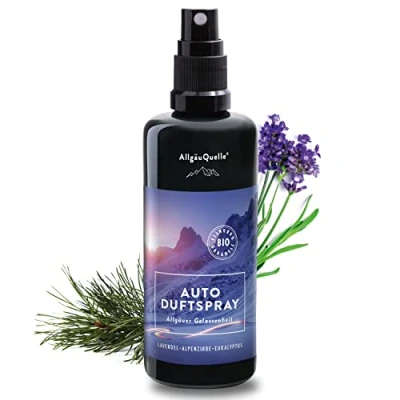 Abbildung von AllgäuQuelle® Auto Duftspray Der BIO Duft als natürlicher Duftspender mit Lavendel, Alpenzirbe u. Eukalyptus ideales Zubehör für Innenraum und Wohnmobil