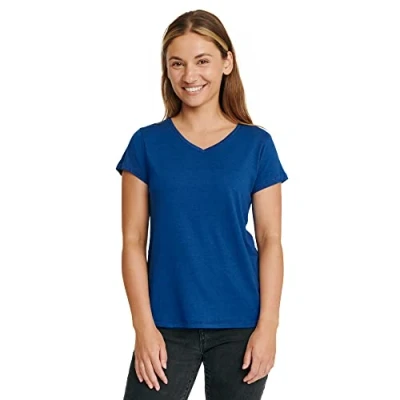 Abbildung von DANISH ENDURANCE Damen T Shirts Crew or V Neck 1 Pack (V Ausschnitt Blau, S)
