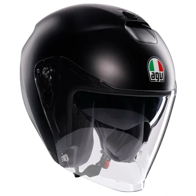 Abbildung von AGV IRIDES E2206, Motorrad Jet Helmet, Unisex, Helm mit Kratzfestes Visier UV Schutz, Matt Black, S