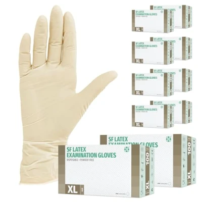 Abbildung von Latexhandschuhe 1000 Stück 10 Boxen (XL, Weiß) Einweghandschuhe, Einmalhandschuhe, Untersuchungshandschuhe, Latex Handschuhe, puderfrei, unsteril, disposible gloves