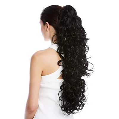 Abbildung von WIG ME UP N1095 V 1 Haarteil Zopf Pferdeschwanz extrem lang und voluminös gelockt lockig schwarz 65 cm