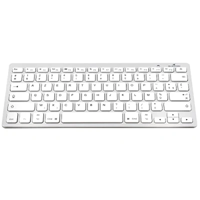 Abbildung von Bluestork Kabellose Bluetooth Tastatur für Mac, MacBook Pro, Air, iPad, iPhone Mini Tastatur, französisch, AZERTY, kompakt, ultradünn, leicht, leise Neu 2022 (weiß)