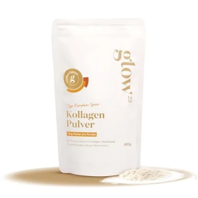 Abbildung von Glow25® Collagen Pulver Pumpkin Spice [450g] Kollagen Hydrolysat Peptide Typ 1 und 3 Gute Löslichkeit