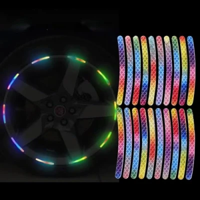 Abbildung von Blueshyhall 20 Stück Reflektierende Aufkleber Bunt, Selbstklebende Rad Reflektoren Aufkleber, Felgen für Auto, Fahrrad, E Bike, Motorrad, Helm (A)