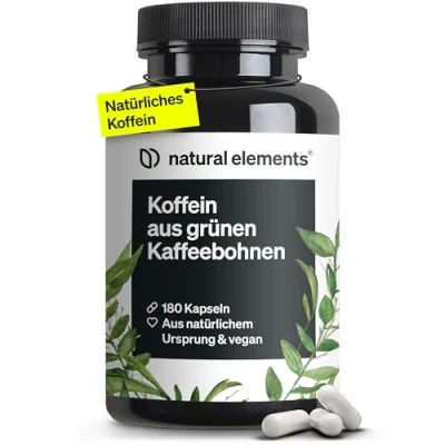 Abbildung von Koffein Kapseln 200mg natürliches Koffein/Kapsel 180 natürliche Alternative zu Tabletten vegan, hochdosiert in Deutschland produziert &amp; laborgeprüft