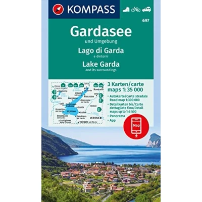 Abbildung von KOMPASS Wanderkarten Set 697 Gardasee und Umgebung Lake Garda and its surroundings Lago di e dintorni (3 Karten) 1:35.000: inklusive Karte ... Verwendung in der App. Fahrradfahren.