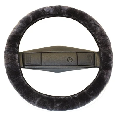 Abbildung von Reissner Lammfelle LERA 15 ANT Lenkradbezug Lenkradschoner Lenkradhülle für Auto und Wohnmobil Echtes Merino Lammfell Florhöhe 15mm passend ⌀40cm Anti Rutsch Farbe anthrazit grau