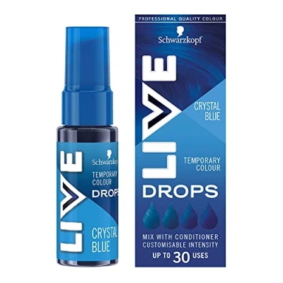 Abbildung von Schwarzkopf LIVE Color Drops Vegan Semipermanente Blaue Haarfarbe 2 bis 12 Waschgängen Farbe Crystal Blue 30ml