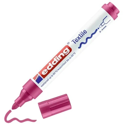 Abbildung von edding 4500 Textilmarker karmin rot 10 Stück Rundspitze 2 3 mm Textilstifte waschmaschinenfest (60 C) zum Stoff bemalen Stoffmalstift