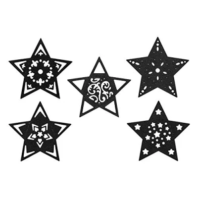 Abbildung von Ideen mit Herz Stanzschablonen, Faltsterne, 6cm x 6cm, 5 Stück, passend für gängige Stanzmaschinen Schablone zum Gestalten von Faltsternen Weihnachten, Advent, Baumschmuck, Stern Anhänger