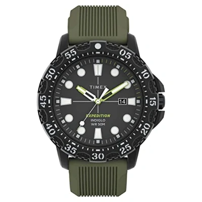 Abbildung von Timex Expedition® Gallatin 44mm Sportuhr, grünes Zifferblatt, Silikonarmband, TW4B25400