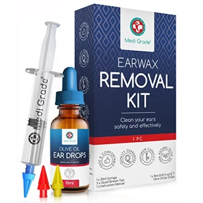 Abbildung von Medi Grade Ohrenreiniger Set mit Olivenöl Spray und 3 x Sanften Quad Stream Spitzen Wiederverwendbare Ohrenschmalz EntfernerOhr Reinigung von Zuhause aus Entfernen Besser Hören
