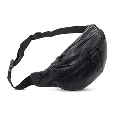 Abbildung von Bauchtasche/Hüfttasche Echt Leder (schwarz)