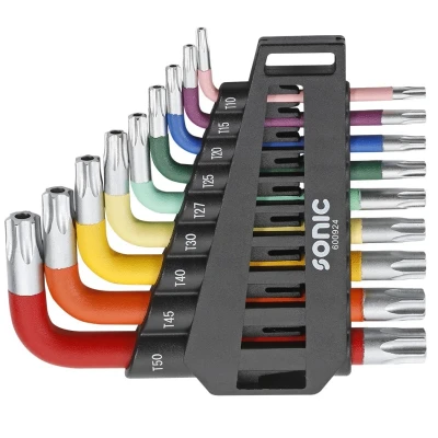 Abbildung von SONIC 600924 Winkelschraubendrehersatz T10H, T15H, T20H, T25H, T27H, T30H, T40H, T45H, T50H Chrom Vanadium Stahl 9