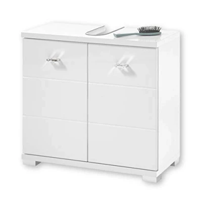 Abbildung von Stella Trading Badezimmer Waschbeckenunterschrank in Weiß Moderner Bad Unterschrank Badezimmerschrank mit viel Stauraum 60 x 57 30 cm (B/H/T)