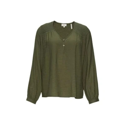 Abbildung von s.Oliver MET Gesmokte Details Bluse, Damen, Größe: 34, Olivgrün