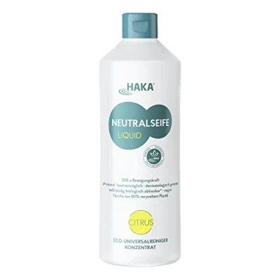 Abbildung von HAKA Neutralseife Liquid, Allzweckreiniger, Universalreiniger für den Haushalt und Auto, pH neutrales Reinigungsmittel, Konzentrat, Duft Citrus, 1L