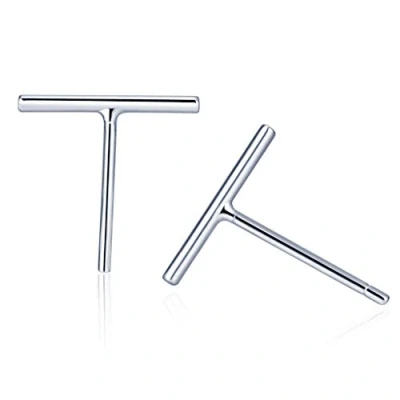 Abbildung von Belons 925 Sterling Silber Damen Mädchen Stab Ohrstecker Stäbchen Stecker Ohrringe Bar Earrings, 10mm