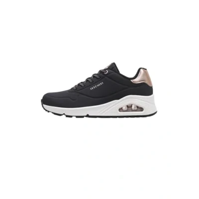 Abbildung von Skechers Damen UNO Shimmer Away Sneaker, Black Durabuck Rose Gold Duraleather Trim, 36.5 EU
