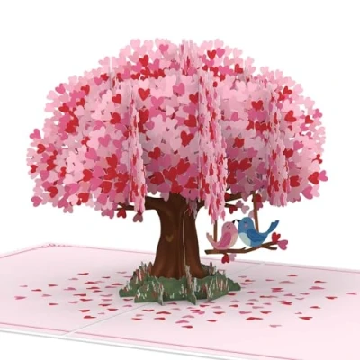 Abbildung von papercrush® Pop Up Karte „Herzbaum mit Turteltauben“ 3D Liebeskarte für Frauen &amp; Männer (Geburtstag, Ich Liebe Dich) Romantische Glückwunschkarte zur Hochzeit, zum Hochzeitstag Jahrestag