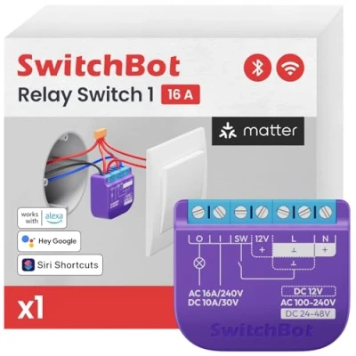 Abbildung von Wlan Schalter kompatibel mit Alexa/Apple Home/Google Home, Leistungsmessendes Relaisschaltmodul integriertem Bluetooth Repeater, &amp; Wi Fi 2,4 GHz (Schalter 1), 16A
