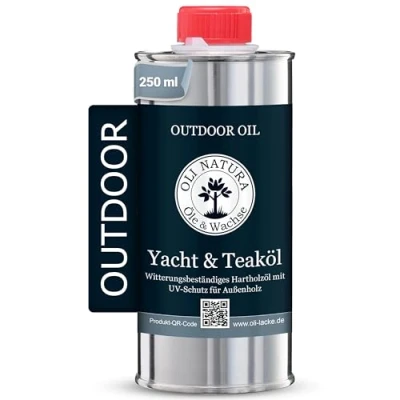 Abbildung von OLI NATURA Yacht &amp; Teaköl 250 ml Premium UV Schützendes, Tiefenwirksames Holzöl für Außenanwendungen, geeignet Akazie, Eiche, Douglasie und mehr, Farbe: Teak