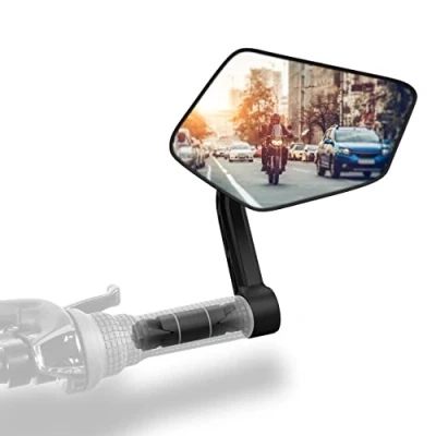 Abbildung von Xcelenze Fahrradspiegel extra große Spiegelfläche schlagfestes Echtglas für Lenker ebike Rückspiegel Fahrrad Spiegel e bike Fahrradrückspiegel klappbar (rechts Lenkerende)