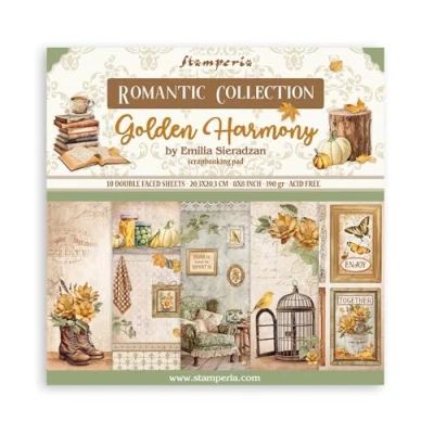 Abbildung von Stamperia Scrapbook Paper Pad for Scrapbooking, Albums, Card Making, Bullet Journalling and More, Acid Free, Double Sided, Perfect Hobbies, Crafts, Gifting (Golden Harmony) (20.3 x 20.3cm)