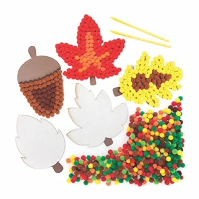 Abbildung von Baker Ross FE644 Herbst Pom Bastelset 5er Pack, Selbstklebende Karte mit farbigen PomPoms zum Basteln für Kinder, Bastelaktivitäten