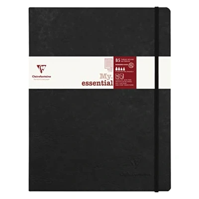 Abbildung von Clairefontaine 794461C Notizbuch My.Essential Age Bag, Format B5 (19x25 cm), mit Fadenbindung, 96 Blatt nummeriert, liniert, Papier elfenbein 90g, Schwarz, 1 Stück