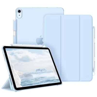 Abbildung von Fintie Hülle für iPad Air 11 Zoll M2, 6 2024 Hülle, 5 2022/ 4 2020 10.9 mit Stifthalter, ultradünne leichte Schutzhülle Case transparenter Rückseite, Himmelblau