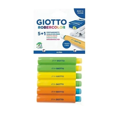 Abbildung von GIOTTO Robocolor Kreidehalter aus Kunststoff, 6 Halter in verschiedenen Farben, ideal für Kinder, Partys und Schulen