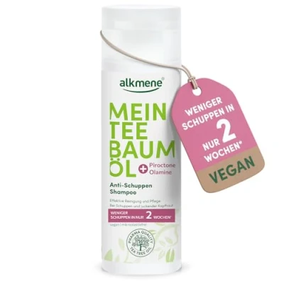 Abbildung von alkmene Mein Teebaumöl Anti Schuppen Shampoo 2x 200 ml weniger in 2 Wochen naturreines Teebaumöl, vegan &amp; klimaneutral Antischuppen gegen juckende Kopfhaut