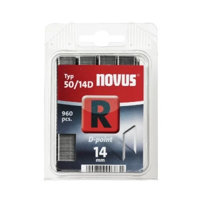 Abbildung von Novus Flachdrahtklammern 14 mm, mit D Spitze, 960 Klammern, Typ 50/14D, Paneelklammern für erhöhten Auszugswiderstand