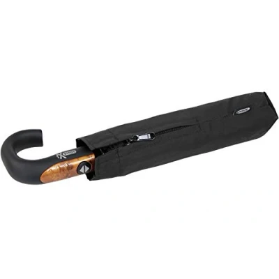 Abbildung von iX brella Herren Taschenschirm Auf Zu Automatik Rundhakengriff Holzoptik Black