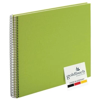Abbildung von goldbuch 25362 Spiralalbum Bella Vista, Foto Album 35 x 30 cm, Fotoalbum mit 40 weiße Seiten, Erinnerungsalbum aus Leinen, Fotobuch für Bilder und Fotos zum Einkleben, Grün