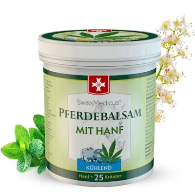 Abbildung von SwissMedicus Pferdebalsam mit Hanf 500 ml Kühlende Wirkung für Muskeln &amp; Gelenke 25 natürlichen Extrakten Alltäglicher Gebrauch Natürliches Gel