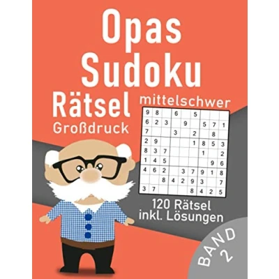 Abbildung von Opas Sudoku Buch im Grossdruck 120 mittelschwere Rätsel: Spannendes &amp; Kniffliges Rätselbuch für Großvater Gehirntraining Senioren (Sudoku Opa)