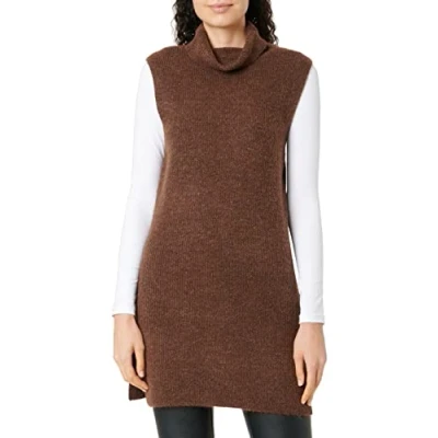 Abbildung von PIECES Damen Pcellen Rollneck Long Knit Vest Noos Bc, Chicory Coffee, S