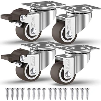 Abbildung von GBL® 4 Lenkrollen 25 mm / 50 mit Schrauben Schwerlastrollen Gummirollen für Möbel, Tisch, Wagen, braun,