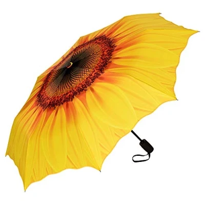 Abbildung von VON LILIENFELD Regenschirm Taschenschirm Blüte Sonnenblume Windfest Auf Zu Automatik Stabil Leicht Kompakt