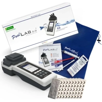 Abbildung von harren24 Poollab 2.0 Special Edition, elektronischer Pooltester (Photometer), Pool Wassertester, 170 Testtabletten für Chlor pH Wert Phenol Red Zubehör (mit DPD1, DPD3, pH, CYA, AlkalM)