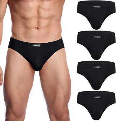Abbildung von wirarpa Herren Slips Microfaser Männer Unterhosen 4er Pack Herrenslips Stretcken Unterwäsche Schwarz Größe M