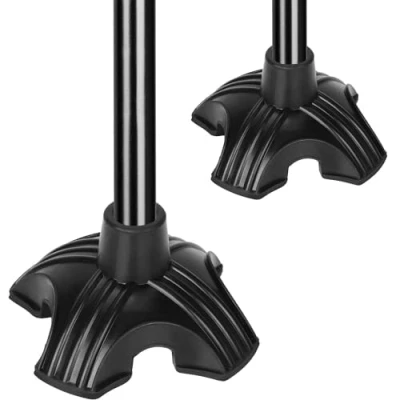 Abbildung von supregear 2 Stück Gummifüße für Gehstöcke, 18mm, 19mm Quad Stütz Selbststehende Rohrstockspitze rutschfeste Krücken Gummipuffer Walkingstöcke, Krücken, Schwar