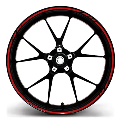 Abbildung von Felgenrandaufkleber GP Design 16 Teilig Komplett Set Finest Folia passend für 17 Zoll &amp; 16&quot; 18&quot; 19&quot; Felgen Motorrad Auto Fahrrad MR001 (Rot)