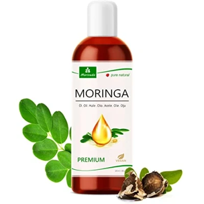 Abbildung von Moringa Öl Premium 100ml Erstpressung sonnengereifter Oleifera Samen Pflege für Haut, Haar, Wunden und Narben Anti aging, Speiseöl von MoriVeda